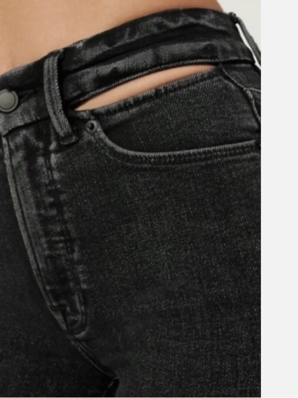 Good American Waist Cutout Black Skinny Jeans Sz 12/31 - Picture 4 of 8